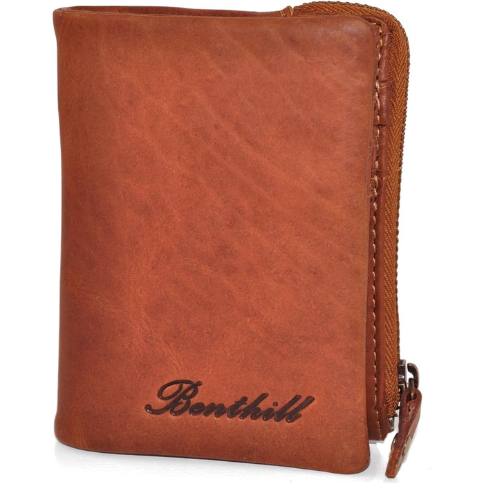 Benthill Small Wallet - Genuine Leather - Women's Wallet with RFID Protection - 6 Card Slots - Slim Wallet including Gift Box, Color: Brown