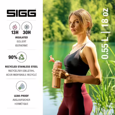 Термос SIGG Hot & Cold One 0,55 л із ситечком для чаю, нержавіюча сталь 18/8, ізольована пляшка, BPA-free, не протікає, рожевий