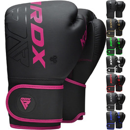 Боксерські рукавички для дітей RDX Maya Hide, 6/8oz - Муай Тай, Кікбоксинг, MMA, чорний/рожевий