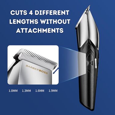 Бездротова машинка для стрижки собак та котів BarberBoss QR-9083 з 8 насадками, LED-дисплеєм та 4 швидкостями