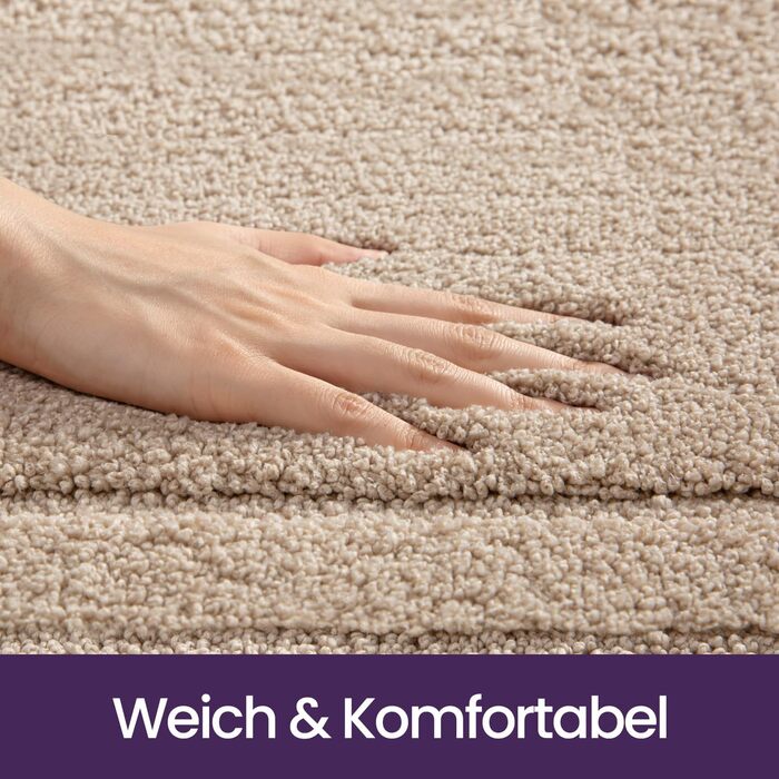 Килимок для ванної кімнати DEXI, м'який, нековзний, миючий, 50 x 80 см, бежевий