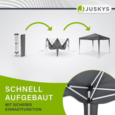 Juskys Pop-up Gazebo Vivara 3x3 m - Adjustable Height Pop-up Gazebo, UV50+ & Water-Resistant - Garden Tent with Bag - Party Tent for Garden - Grey