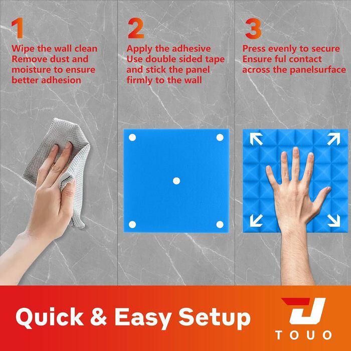 Акустичні пірамідні панелі для звукоізоляції стін та стелі, вогнестійкий шумопоглинаючий поролон 30x30x5 см, синій, 48 шт