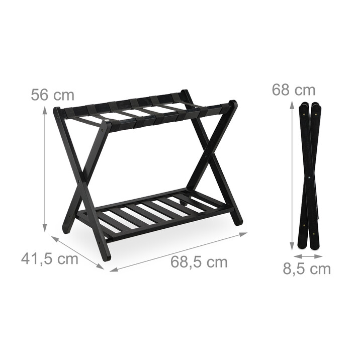 Relaxdays Black Bamboo Luggage Rack