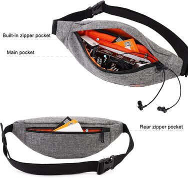 Поясна сумка TYNAT T201 сірого кольору – легка та зручна для туризму та спорту (жіноча/чоловіча)