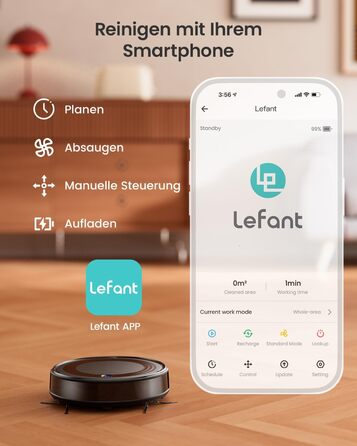 Робот-пилосос LEFANT M310: потужний, з Wi-Fi, для тварин та твердих поверхонь