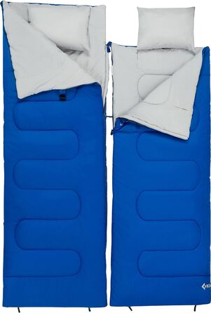 KingCamp Double Sleeping Bag - Winter Adult Sleeping Bag for 2 People with Carry Bag - Outdoor Camping (Blue)