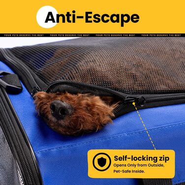Транспортна переноска для котів Conlun, м'яка переноска з сіткою з 4 сторін, підходить для перевезення в літаку, для кошенят та невеликих котів до 6 кг, складана переноска для собак, (51x31x31 см, блакитна)