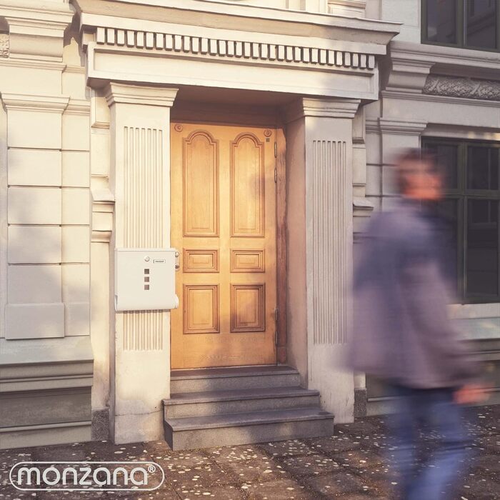 Поштовий ящик Monzana Kreuzschloss з мідним циліндром, поворотна кришка 31x10x34 см, вікно, табличка для імені, відділ для газет, сталь, 2 ключі, чорно-срібний (білий)