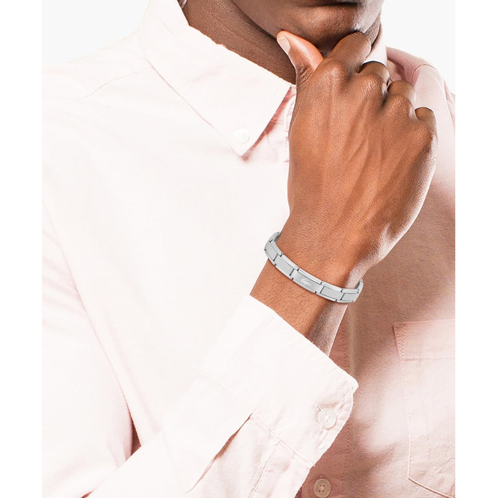 Браслет Lacoste STENCIL для чоловіків з застібкою-кнебелем, з нержавіючої сталі, сріблястого кольору