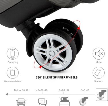 Чемодан-валіза KONO з ABS+PC: міцний, з TSA-замком та 4 колесами, 52 см, сірий/камуфляж