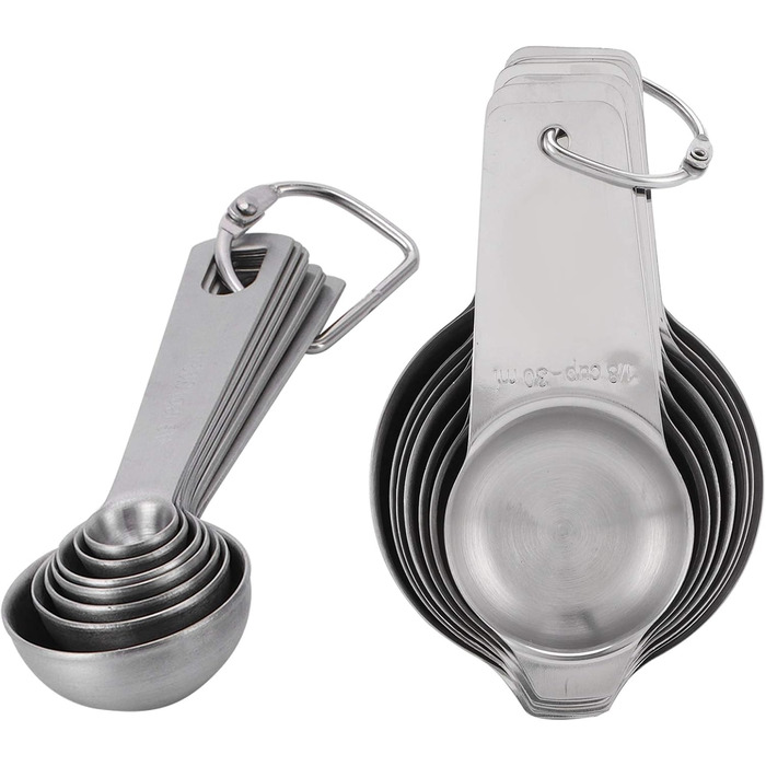 Set of 14 measuring cups and spoons with graduated measuring spoons for baking, measuring spoons made of food-grade stainless steel with a narrow head