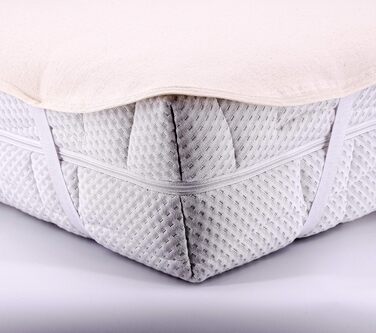 SETEX Kalmuck Mattress Protector, 180 x 200 cm large mattress cover, corner elastic bands, 100% cotton, Classic, Raw White, Natural