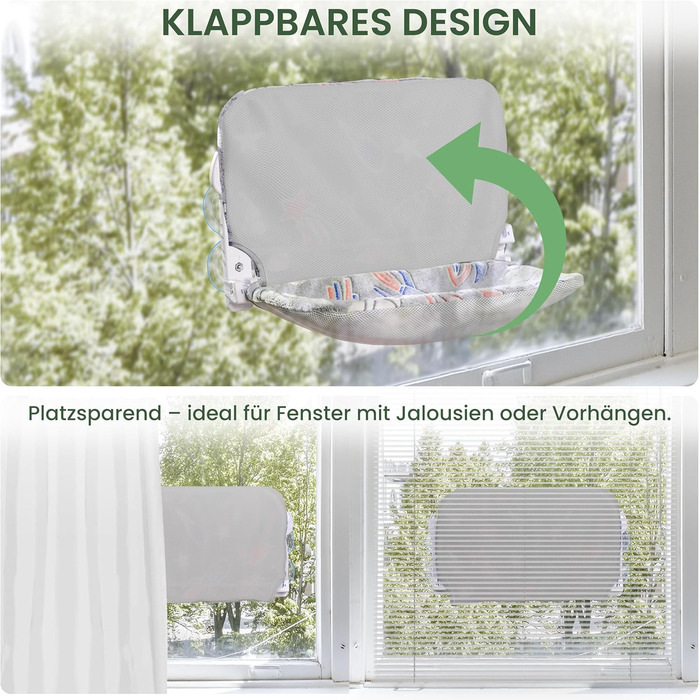 Кішка ліжко на вікно, світлодіодна килимок, складана, бездротова, до 20 кг, зручне ліжко з оглядом 360°, кішка гамак, віконце ліжко (Сірий, 1 шт.)