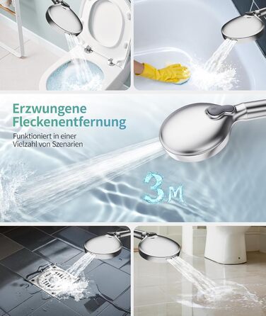 Душова лійка SR SUN RISE з фільтром, набір для душу з шлангом та фільтрами, ручна душова лійка з 9 функціями, 4 фільтри, високий тиск для жорсткої води, видаляє залишковий хлор, важкі метали, бактерії, 4-картриджний комбінований фільтр Gold