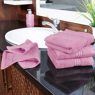 Набір розкішних махрових рушників для обличчя та тіла Utopia Towels, 100% бавовна, 30x30 см, м'які та гігроскопічні, колір Rose, 12 шт.
