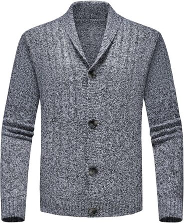 Чоловічий в'язаний пуловер з коміром-стійкою, однорядний, стильний в'язаний жакет для осені та зими (темно-сірий, S)