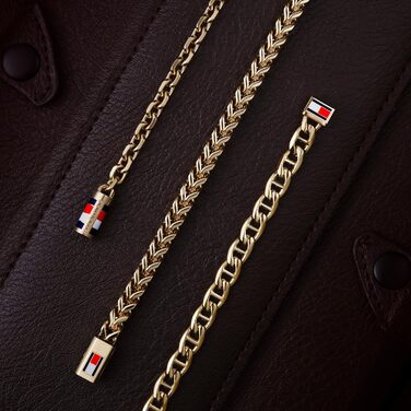 Браслет чоловічий Tommy Hilfiger з нержавіючої сталі з іконкою прапора – срібний, золотий або чорний (Small, Золотий)