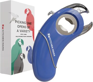 Epic One - Multifunctional Bottle Opener: Opens bottles with screw caps and crown caps, cans, pull tabs, and jars – Ergonomic, hand-friendly, ideal for arthritis (Red)