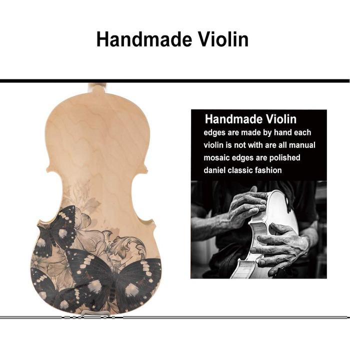 Скрипка Aliyes Markantes для початківців, учнів, дітей та дорослих (4/4, повний розмір) з футляром, струною та додатковими струнами