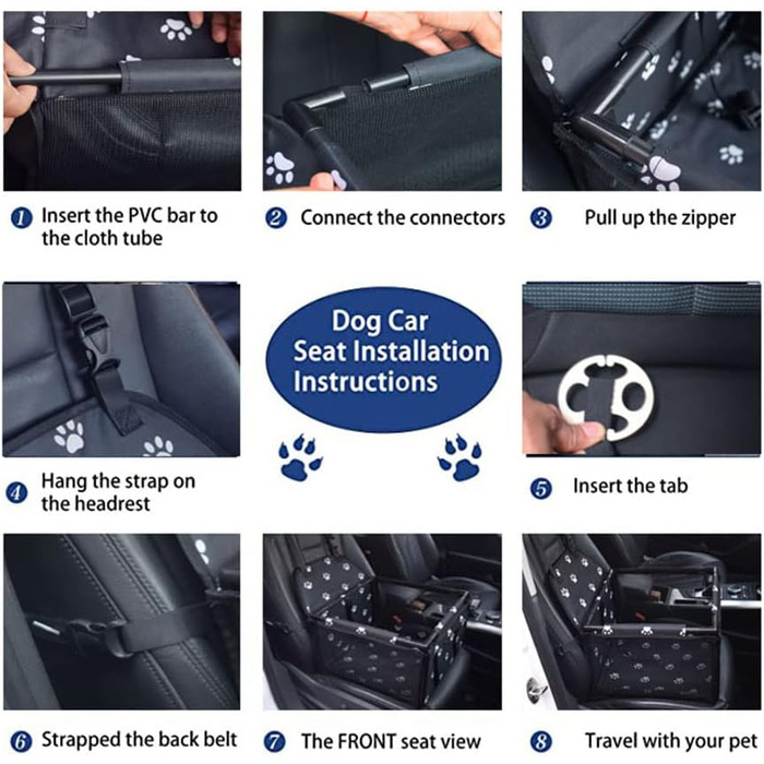 Водонепроникний і дихаючий килимок для автомобіля з домашніми тваринами GUOYI® - безпечний, двошаровий, потовщений, з сумкою для перенесення та подушкою для подорожей (чорний)