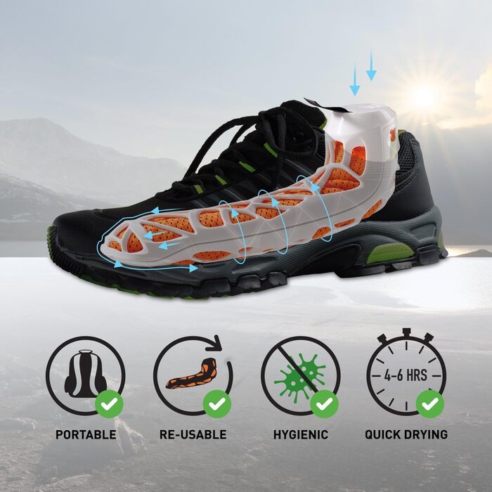 DRYSURE Non-Electric Shoe Dryer | Portable, Reusable, Deodorizing, and Fast-Drying | Ideal for All Shoes
