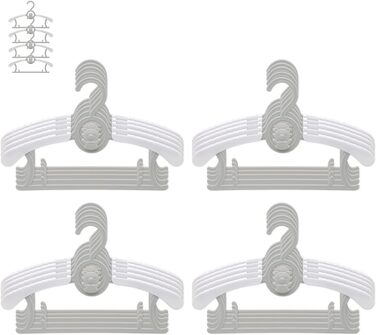 Набір дитячих вішалок JSF Mitwachsende, 20 шт. з бантиками, сірі та білі, для дитячого одягу, антиковзаючі, економія місця