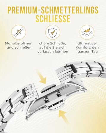 Браслет на руку MagnetRX® Ultrastarkes Titan Magnetarmband для жінок – титановий браслет з магнітами, регульована довжина, інструмент для визначення розміру, сріблястий (5x Strength)