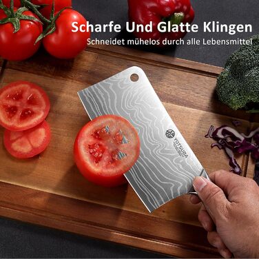 Кухонний ніж YOTSUBA Hackmesser 18 см: професійний кухонний тесак для м'яса та овочів з ергономічною ручкою Pakkawood