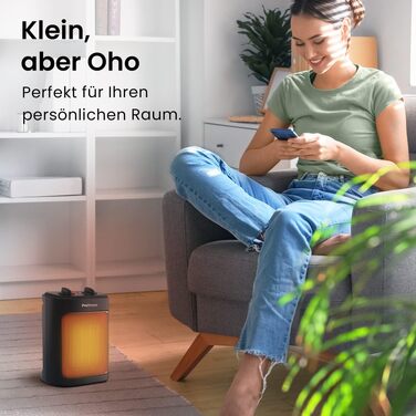 Керамічний обігрівач повітря Pro Breeze 2000W з термостатом, 3 режими нагріву та функцією охолодження, електричний конвектор із захистом від перегріву та перекидання, чорний