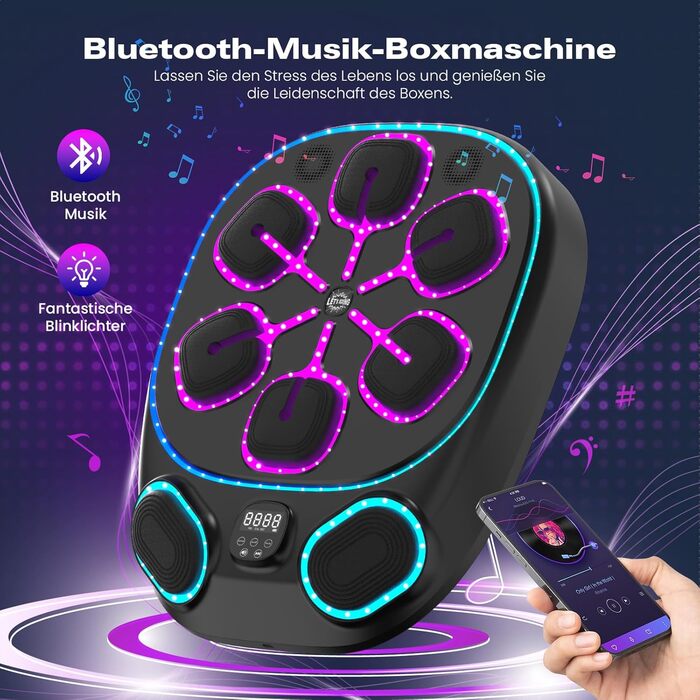 Електронна боксерська машина RevFit з LED-підсвіткою, Bluetooth, 9 режимів швидкості та режим підрахунку ударів, для дітей та дорослих, 61 см