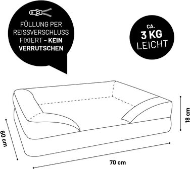 Ортопедичне ліжко для собак Lumaland з корду | зручне собаче ліжко-софа 70x60 см - для маленьких собак | неслизьке дно | знімний, пральний чохол | ліжко-кошик з Memory Foam