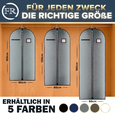 FiRiO® Чохол для костюма преміум класу 2 шт., 120x60 см, сірий - дорожній та для зберігання, дихаючий, посилений матеріал