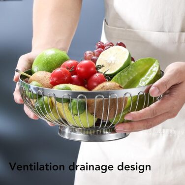 Ніжний Фруктовий Кошик з Нержавіючої Сталі, 20 см - Сучасний Дизайн для Фруктів, Овочів та Хліба
