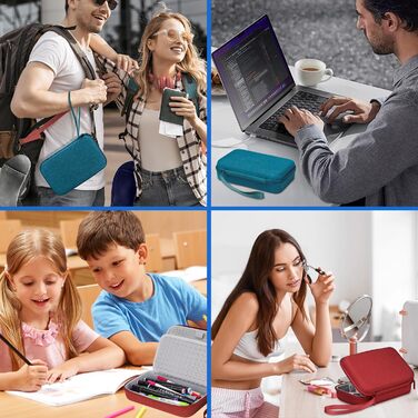 Органайзер для кабелів Teskyer, водонепроникний, жорсткий корпус, велика місткість, для подорожей (Вишневий, Середній 14 x 22 x 6,5 см)