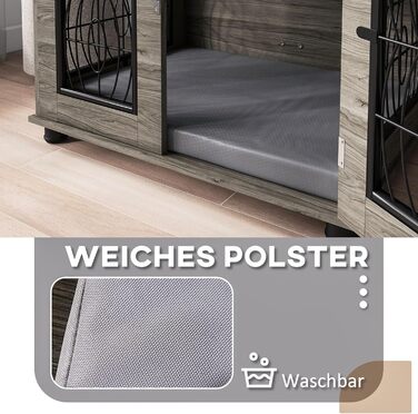 Клітка для собак PawHut з замком, подушкою та столиком, 80 x 56 x 63 см, сірий колір