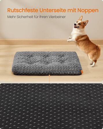 Ліжко для собак Feandrea XL, м'яка підстилка для великих собак, 110 x 73 см, сірий колір, PGW293GN01