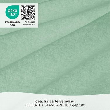 Набір постільної білизни для дитячого ліжечка MAKIAN для малюків, 100x135 см, 40x60 см | 100% бавовна, дихаюча, легка у догляді | З готельними застібками, сертифікат Oeko-Tex (Колір: Айсис-зелений)