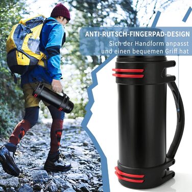 Термос-пляшка з чашкою 1L, 1.5L або 2L: термокана, пляшка з нержавіючої сталі, не протікає, ізотермічна пляшка для кемпінгу та піших прогулянок з ручкою та ремінцем, 24 години гаряча та холодна (1.5L) 1500 мл