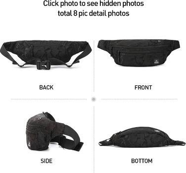Чоловіча та жіноча поясна сумка Bauchtasche SZSYCN, фанна-пак, чорний камуфляж для спорту, прогулянок, подорожей