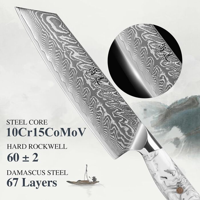 Японський ніж SHANGDAO Kiritsuke 20 см з 67 шарів легованої сталі, ніж для суші, ніж для кухні