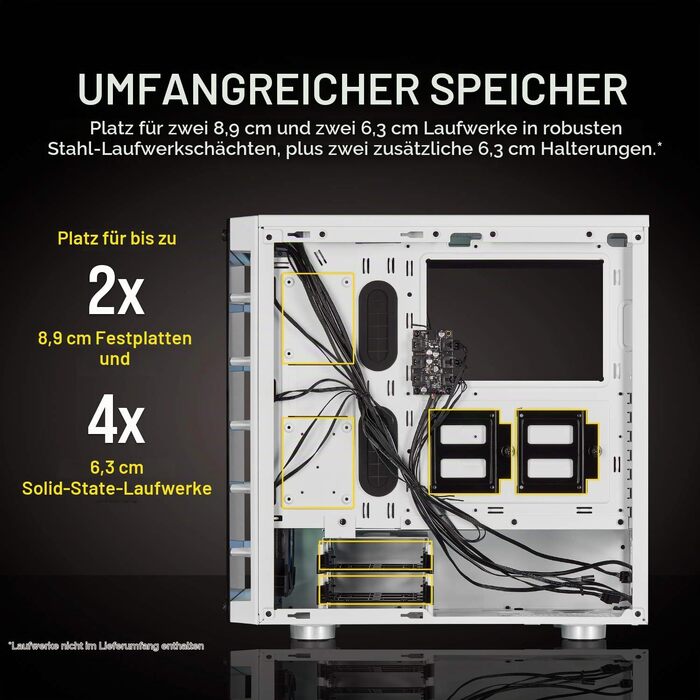 Корпус для ПК Corsair iCUE 465X RGB Mid-Tower ATX, білий (загартоване скло, 3 вентилятори LL120 RGB, Smart Glass)