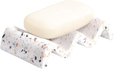 Підставка для мила Luxspire з двошаровою конструкцією, швидковисихаюча мильниця з елегантним дизайном, підходить для кухні, ванної кімнати та душу (Хвиля, Кольорова & Біла)