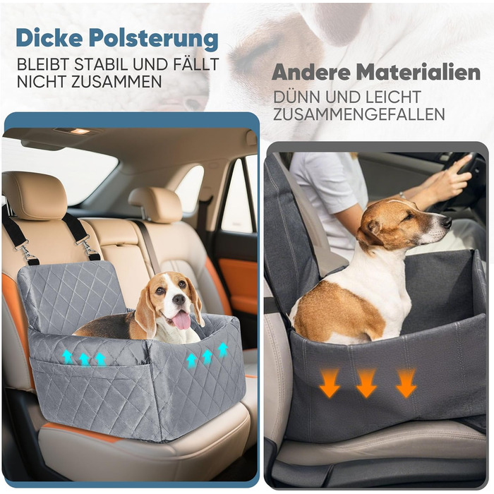 Автомобільний лежак для собак (45x40x34 см) з підсумком та ременем безпеки