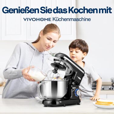 Кухонний міксер VIVOHOME 660 Вт, 10 швидкостей, 6 літрів, електричний з насадкою для збивання, тіста та яєць (чорний)