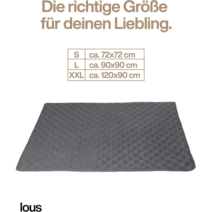 Подушка для собак ручної роботи, килимок, ковдра для собак середніх та маленьких порід, можна прати до 90ºC, захист дивану, для домашніх тварин, собак та котів (L 98x97x3 см, Антрацит/Сірий) L 98x67x3 см Антрацит / Сірий