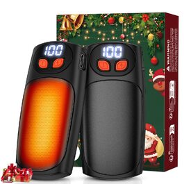 Електричні грілки для рук 2 шт. з LED-дисплеєм та 5 рівнями нагріву, USB-C, ідеальні для гольфу, кемпінгу, походів, зимових видів спорту, чорні