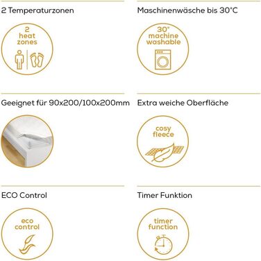 Електрична ковдра Beurer UB 74 з автовимкненням та захистом від перегріву, 3 температурні режими, 200 x 100 см, пральна, 2 зони обігріву