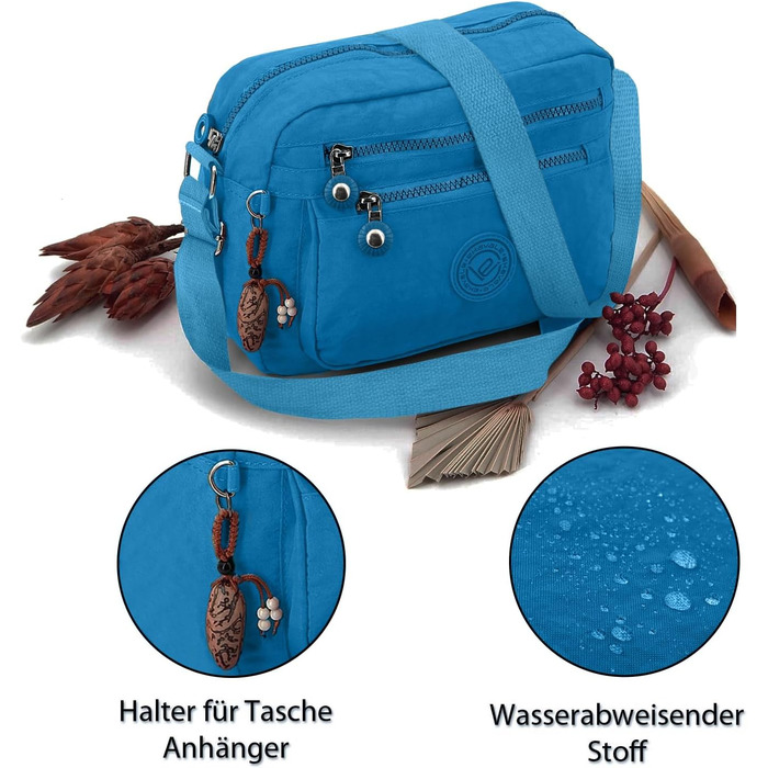 Сумка жіноча через плече ekavale Kleine Schultertasche синя нейлонова водонепроникна, легка крос-боді для дівчаток