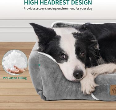 YITAHOME Dog Bed for Medium to Small Dogs, Dog Cushion, Dog Beds, 64x53cm, Non-Slip Bottom Dog Sofa, Grey